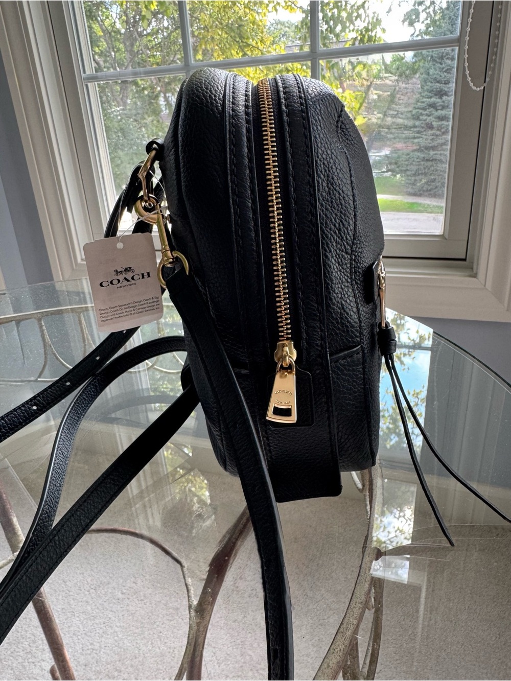 NWT Coach Andi Pebbled Leather Backpack Black Gold Hardware - Picture 3 of 14